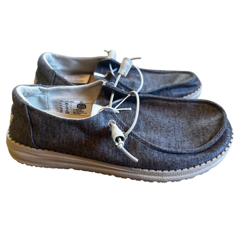 Hey Dude Grey Wendy Fleece Casual Slip On Loafers Women's 8